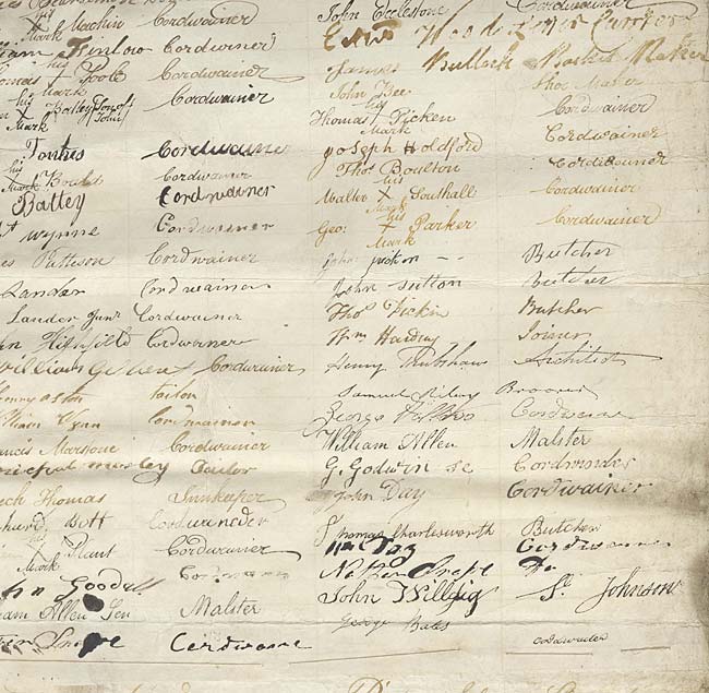 Petition of the Mayor and Burgesses of the town of Stafford against a proposed Act of Parliament to disenfranchise the Borough, c1835