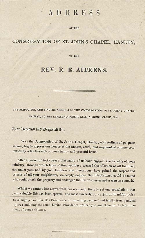 Address to Rev Robert Ellis Aitkens