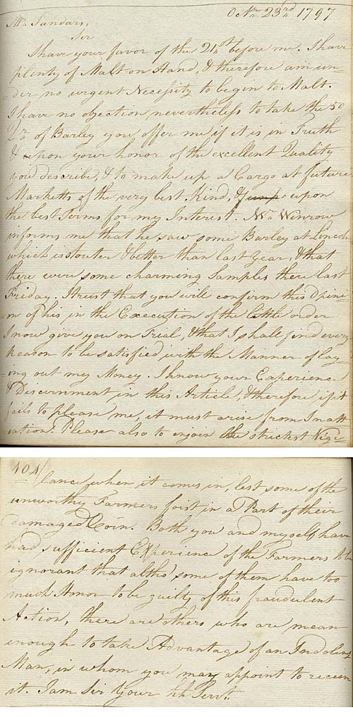 Letter from Benjamin Wilson