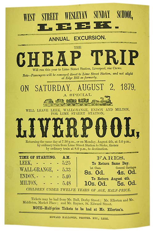 Poster advertising the annual excursion of the West Street Sunday School