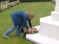 Laying the wreath at the British Military Cemetery